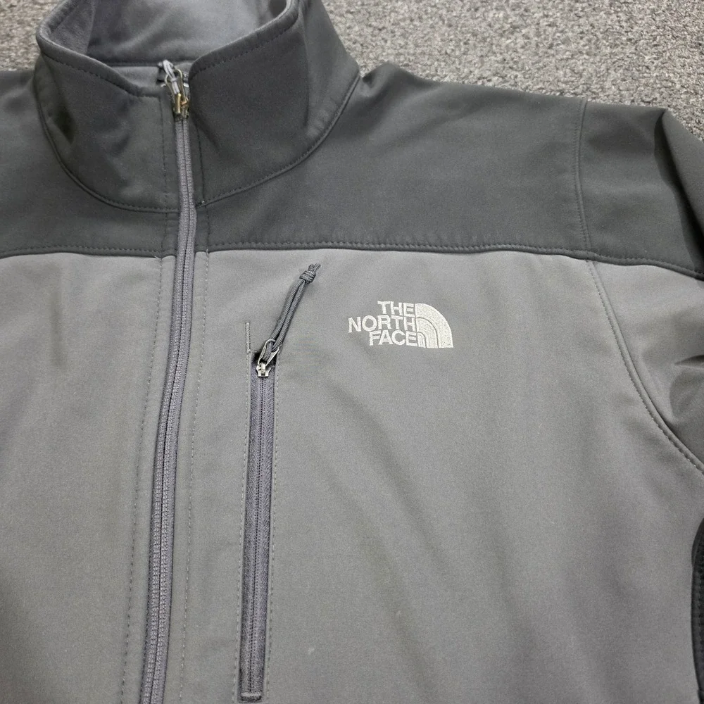The North Face Softshell Jacket Mens Large Gray Apex Bionic Windproof Full Zip